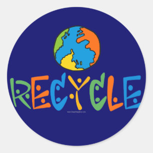 Sticker Rond Recyclage coloré