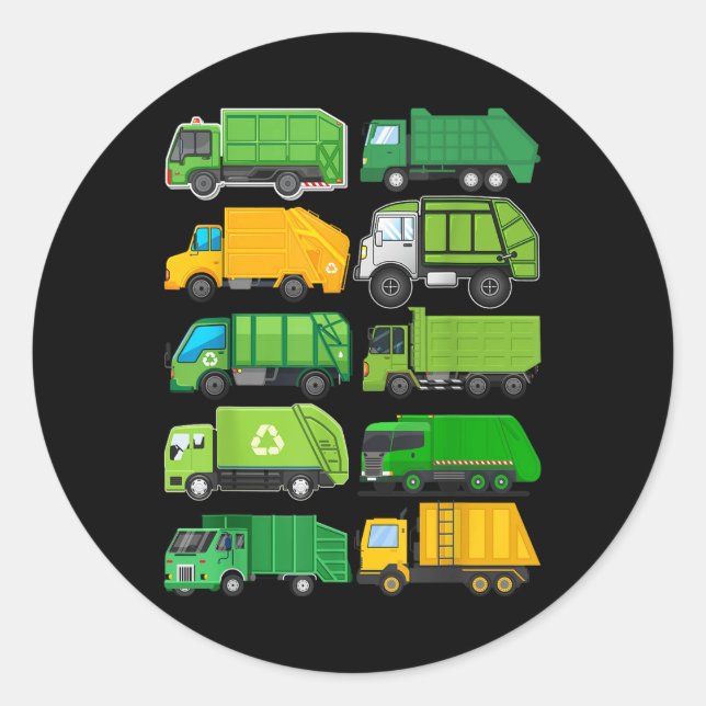 Sticker Rond Recyclage des déchets de déchets de camionnette An (Devant)
