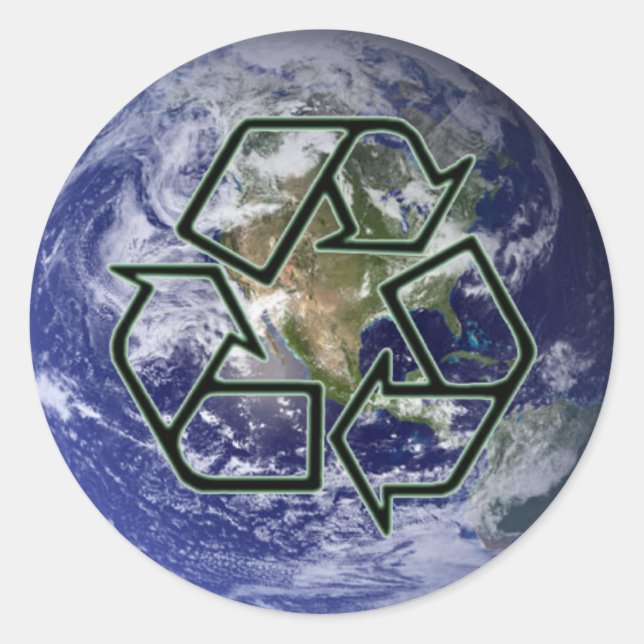 Sticker Rond Recyclage Terre (Devant)
