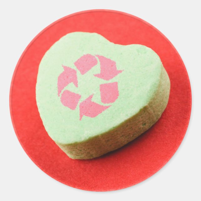 Sticker Rond Recycle Coeur de bonbons (Devant)