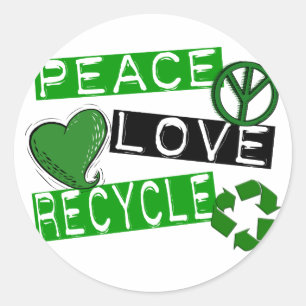 Sticker Rond RECYCLE DE PAIX AMOUR 1 T-shirts & cadeaux