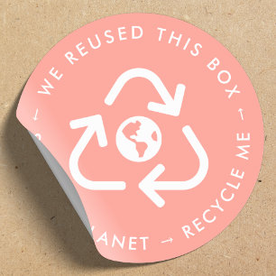 Sticker Rond Recycle Me Reused Packaging Save the Planet Coral