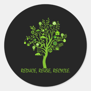 Sticker Rond Recycle Réduire Réutiliser le Jour des terres Enre