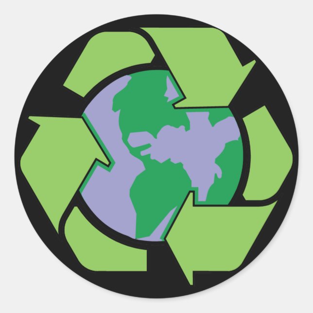 Sticker Rond Recycler la Terre (Devant)