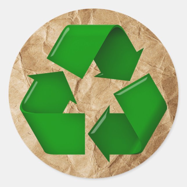 Sticker Rond Recycler - Papier grumplé (Devant)