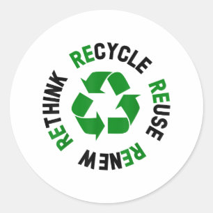 Sticker Rond Recycler réutiliser Renouveler l'environnement de 