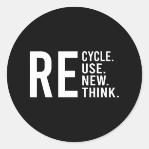 Sticker Rond Recycler Réutiliser Renouveler Repenser Crise De l