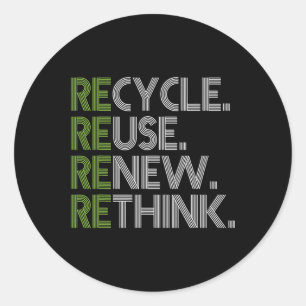 Sticker Rond Recycler Réutiliser Renouveler Repenser Crise De l