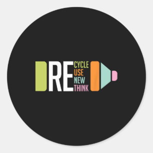 Sticker Rond Recycler Réutiliser Renouveler Repenser Crise De l