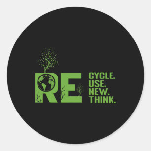 Sticker Rond Recycler Réutiliser Renouveler Repenser Crise De l