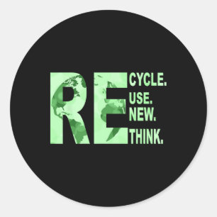 Sticker Rond Recycler Réutiliser Réutiliser Repenser Pour Recyc