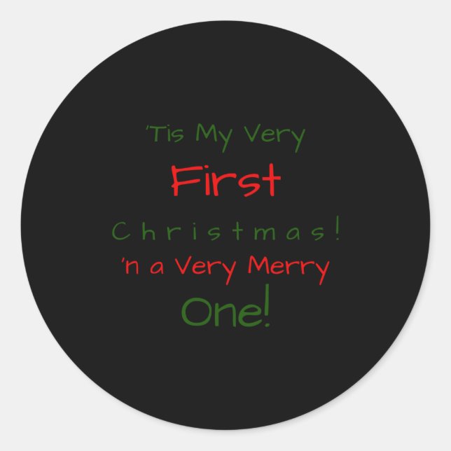 Sticker Rond Red And Green D First Baby Christmas Baby  (Devant)