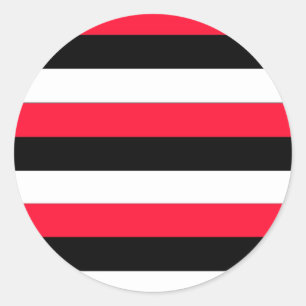 Sticker Rond Red, black and white stripes