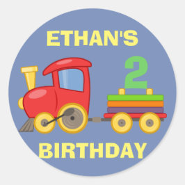 Sticker Rond Red Blue Yellow Train 2e anniversaire