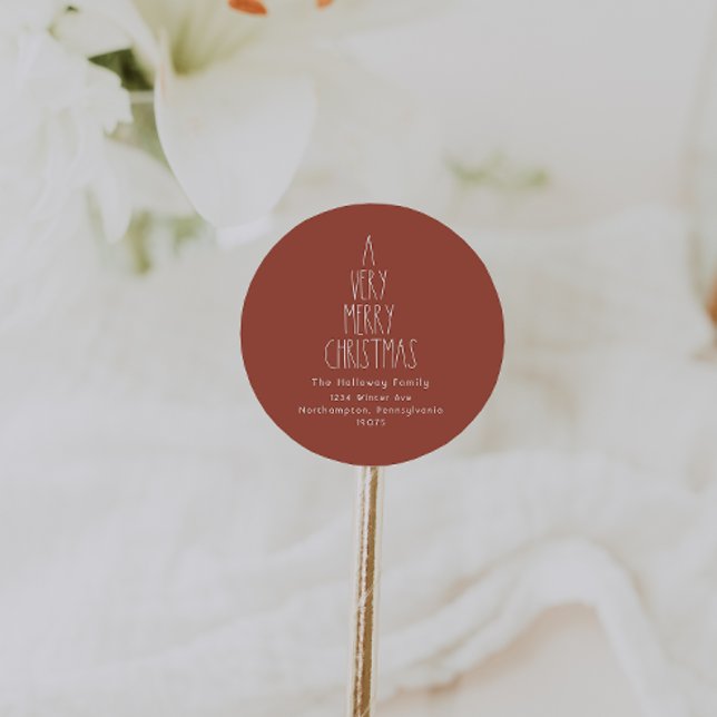 Sticker Rond Red Boho Une Enveloppe De Noël Très Joyeuse Phoque (Créateur téléchargé)