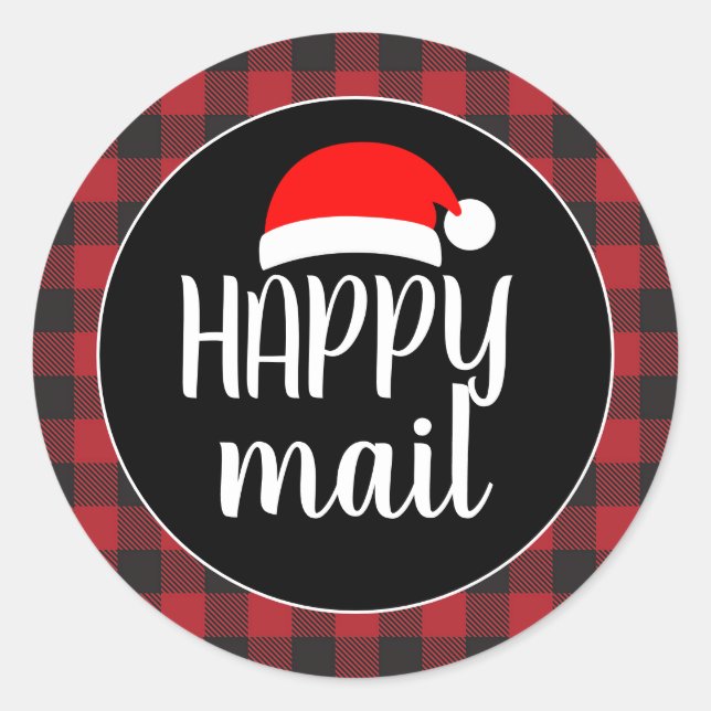 Sticker Rond Red Buffalo Joué Noël Joyeux Mail (Devant)
