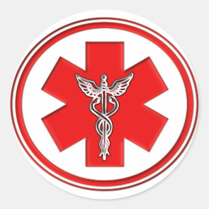 Sticker Rond Red Caduceus