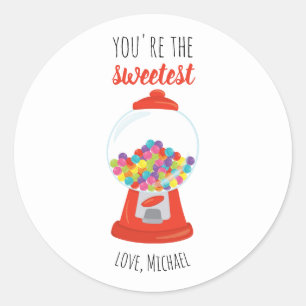 Sticker Rond Red Candy Gumball Sweest Valentine