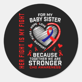 Sticker Rond Red Chd Sensibilisation Bébé Soeur Maladie cardiaq