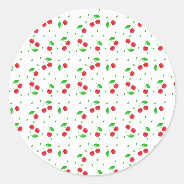 Sticker Rond Red cherries pattern (Devant)