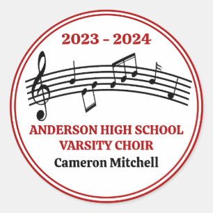Sticker Rond Red Choir Custom High School Graduation Party