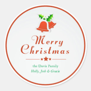 Sticker Rond Red Christmas Bells Vacances Étiquettes/Stickers