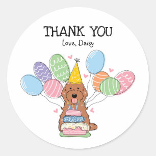 Sticker Rond Red Cockapoo Cavapoo Anniversaire Favoriser Tags S