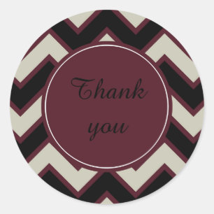 Sticker Rond Red Cream Black Chevron merci