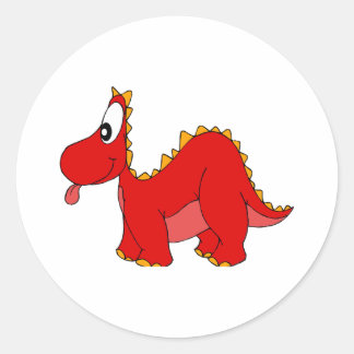 Sticker Rond Red Cute Dragon