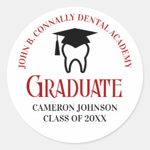 Sticker Rond Red Dental School Custom Dentist Gradust Party