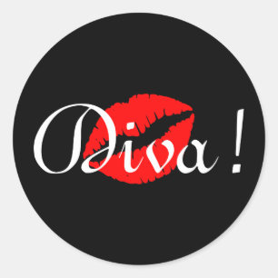 Sticker Rond Red Diva Kiss