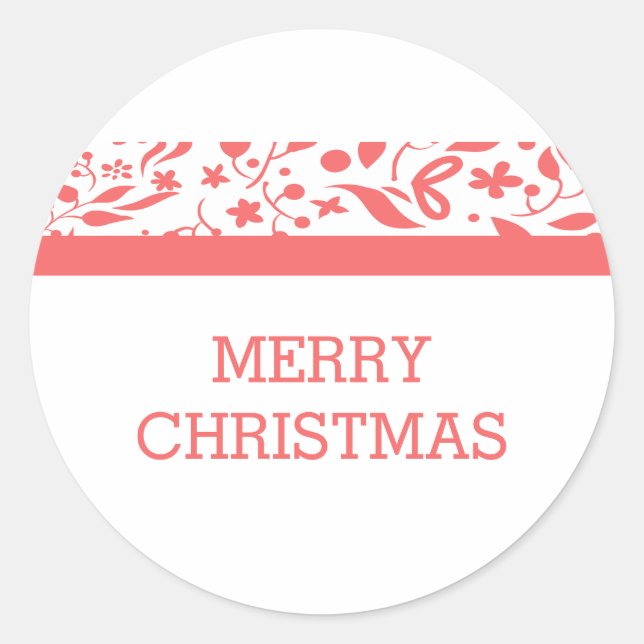 Sticker Rond Red Elegant Foliage Holiday (Devant)