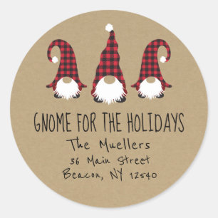 Sticker Rond Red Gnome For The Holidays Return Adresse Label
