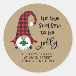 Sticker Rond Red Gnome Tis Saison Adresse de retour Label