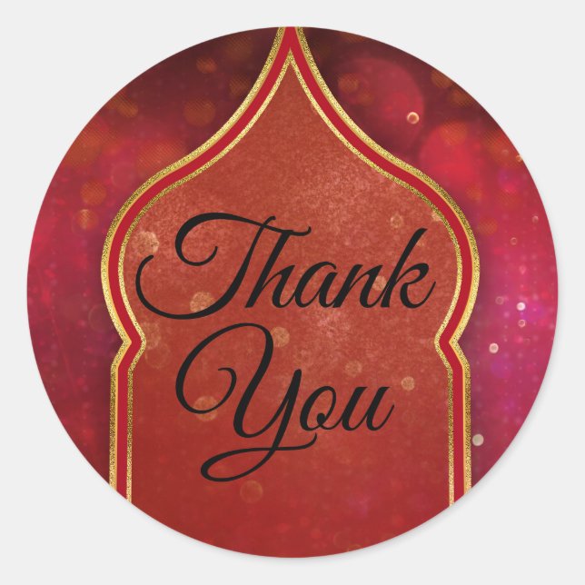 Sticker Rond Red & Gold Marocaine des nuits arabes mariage Fave (Devant)