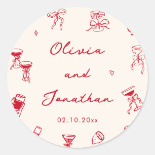 Sticker Rond Red Hand Drawn That's Amore Party