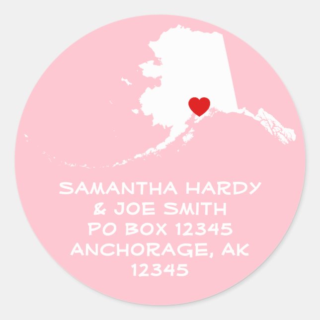 Sticker Rond Red Heart Alaska Adresse (Devant)