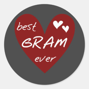 Sticker Rond Red Heart Best Gram Ever Tshirts et cadeaux
