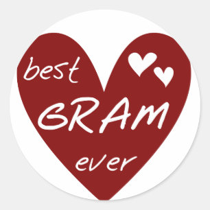 Sticker Rond Red Heart Best Gram Ever Tshirts et cadeaux