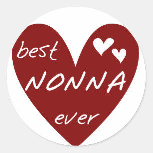 Sticker Rond Red Heart Best Nonna Jamais T-shirts cadeaux