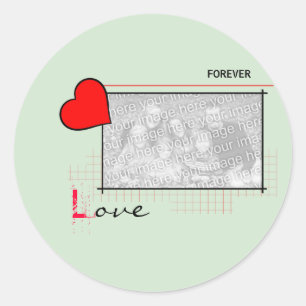 Sticker Rond Red Heart Forever Love Photo