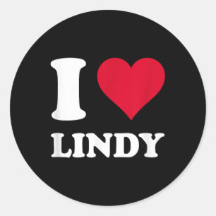 Sticker Rond Red Heart I Love Lindy