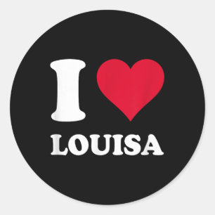 Sticker Rond Red Heart I Love Louisa