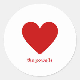 Sticker Rond Red Heart Moderne Minimal Élégant Simple Personnal