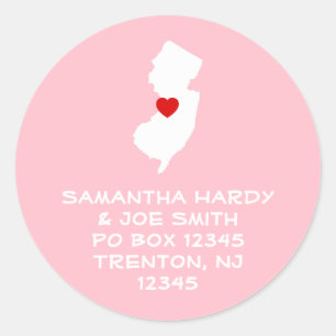 Sticker Rond Red Heart New Jersey Adresse