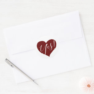 Sticker Rond Red Heart of Love écrit oui