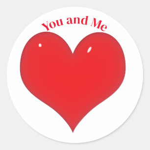 Sticker Rond Red Heart Valentine's Day