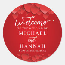 Red Hearts Moderne Mariage élégant Bienvenue