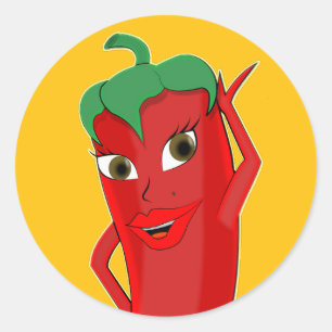 Sticker Rond Red Hot Chili Pepper Diva