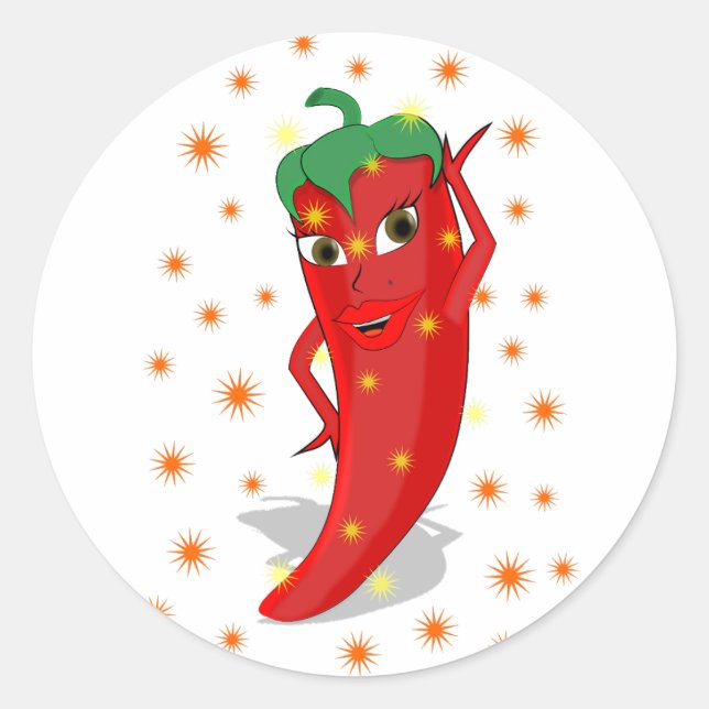 Sticker Rond Red Hot Pepper Diva (Devant)
